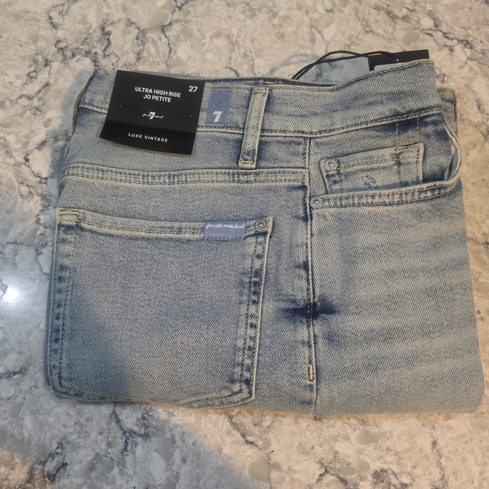 7 For All Mankind Ultra High Rise Jo Petite Light Wash Jeans